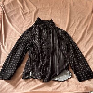 Fashion Nova Black and White Striped Blouse